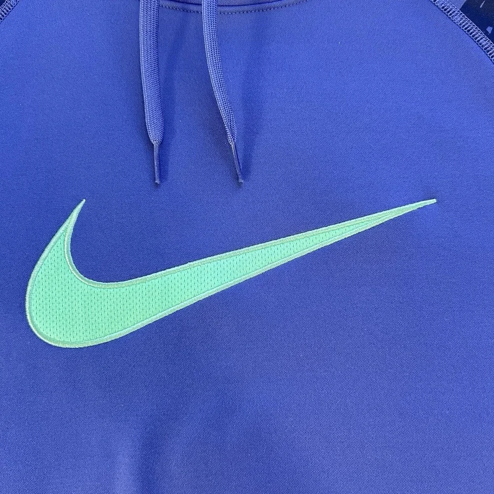 Nike Dri Fit Hoodie Purple‎ Green Swoosh Womens Size M Pullover Sweatshirt